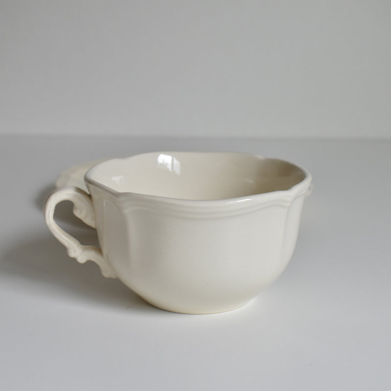 Vintage Chocolate Cup & Saucer Digoin & Sarreguemines Ivoire Petal Rim A