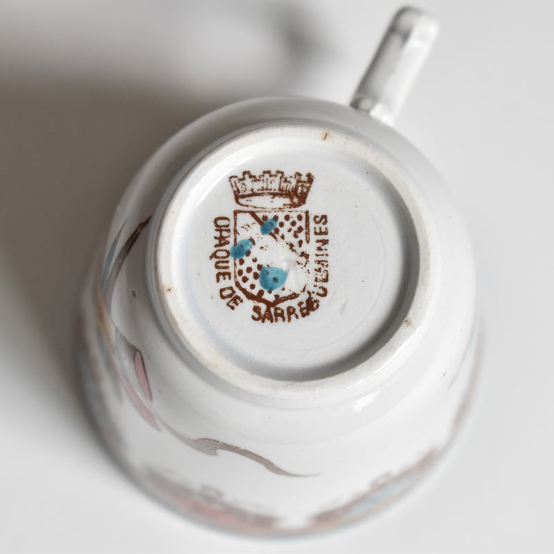 Antique Coffee Cup & Saucer, Sarreguemines, C
