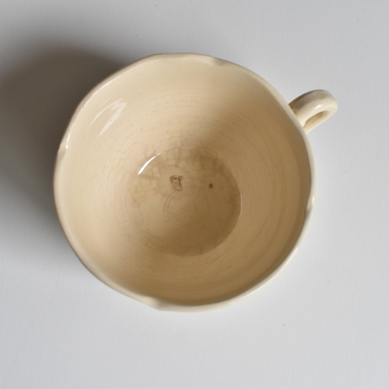 Vintage Cup & Saucer: Digoin & Sarreguemines, Ivoire, Flower Rim