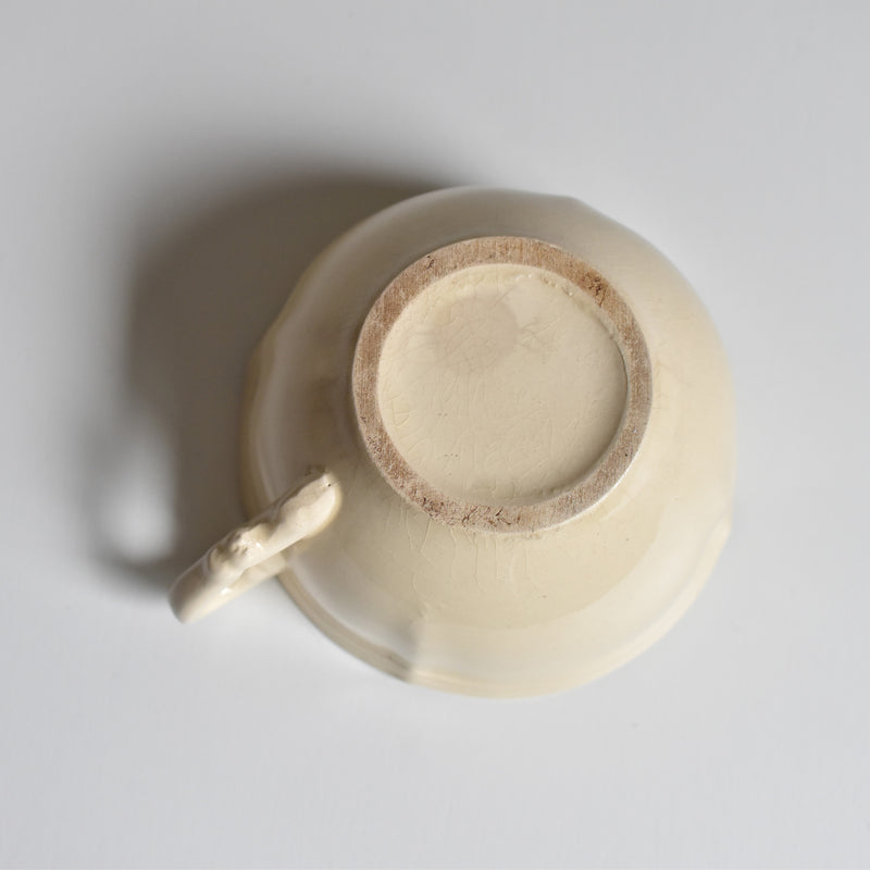 Vintage Cup & Saucer: Digoin & Sarreguemines, Ivoire, Flower Rim