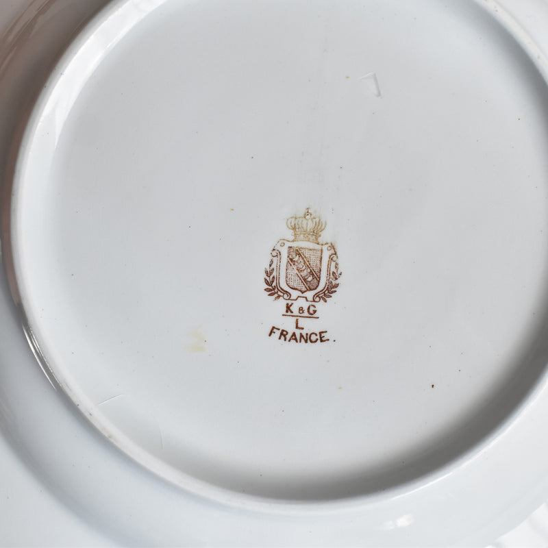 Antique Deep Plate KG Lunéville Fleurs roses A
