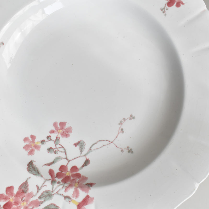 Antique Deep Plate KG Lunéville Fleurs roses A