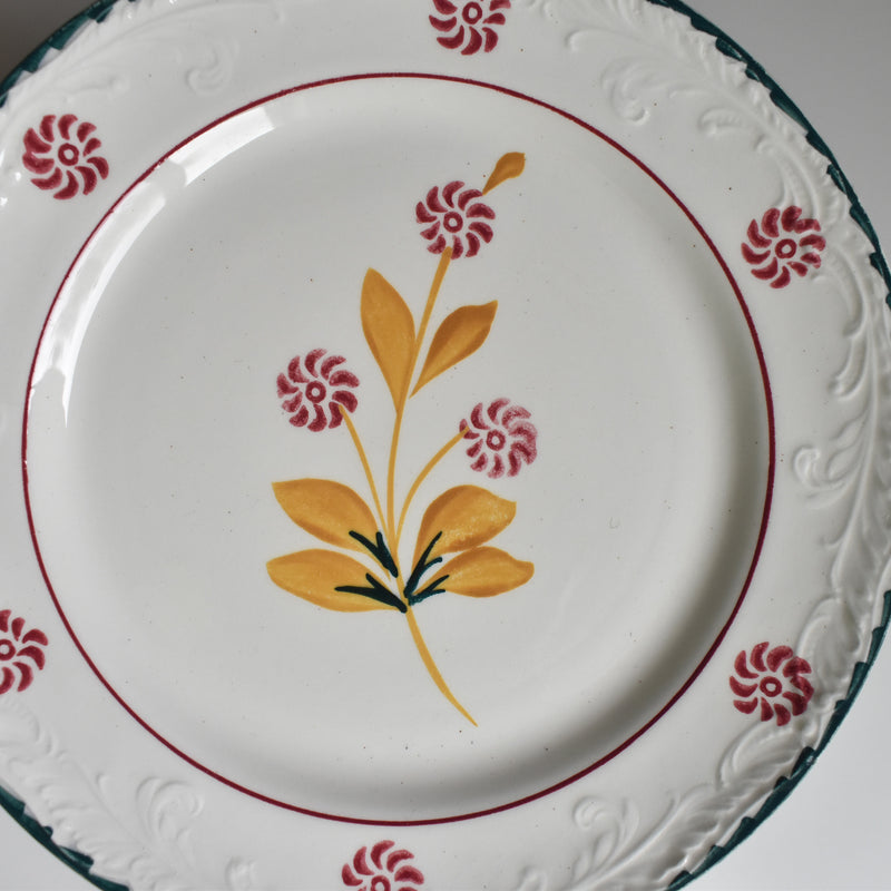 Vintage Dessert Plate, Saint-Amand Ceranord, Flower & Relief, H