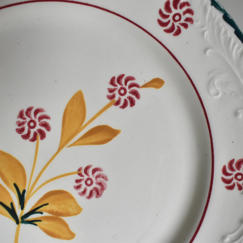 Vintage Dessert Plate, Saint-Amand Ceranord, Flower & Relief, H