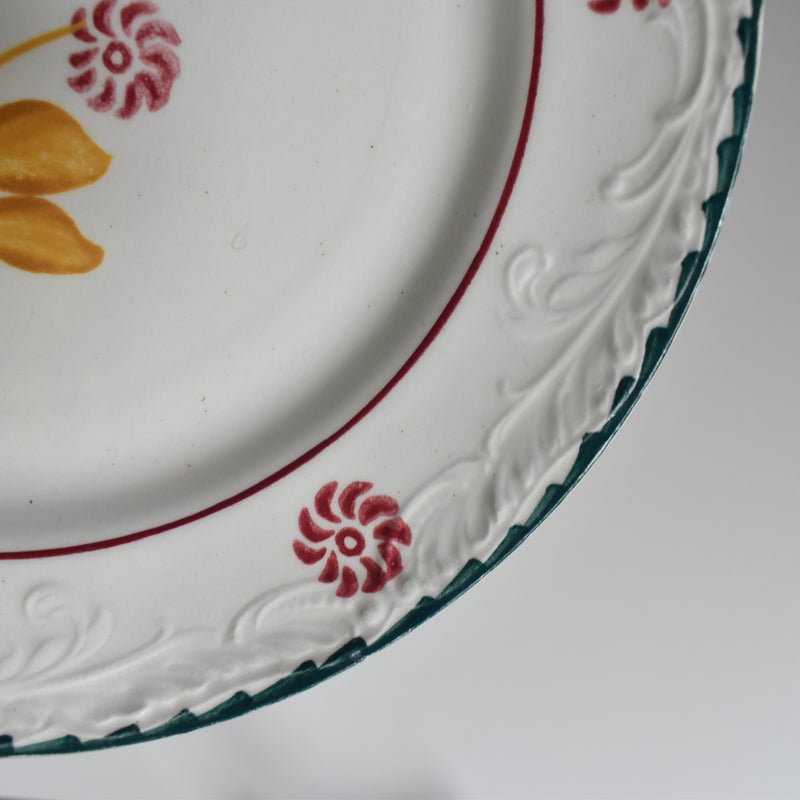 Vintage Dessert Plate, Saint-Amand Ceranord, Flower & Relief, H
