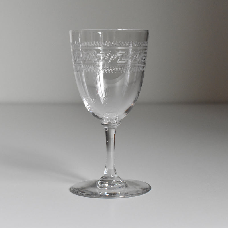 Antique Wine Crystal Glass PORTIEUX Guillochage PP