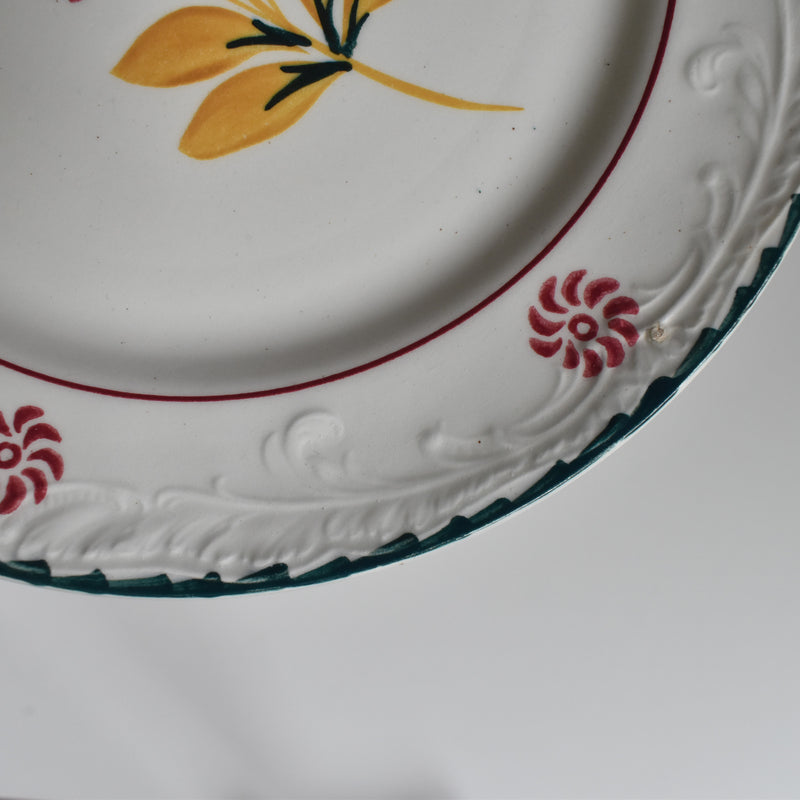 Vintage Dessert Plate, Saint-Amand Ceranord, Flower & Relief, H