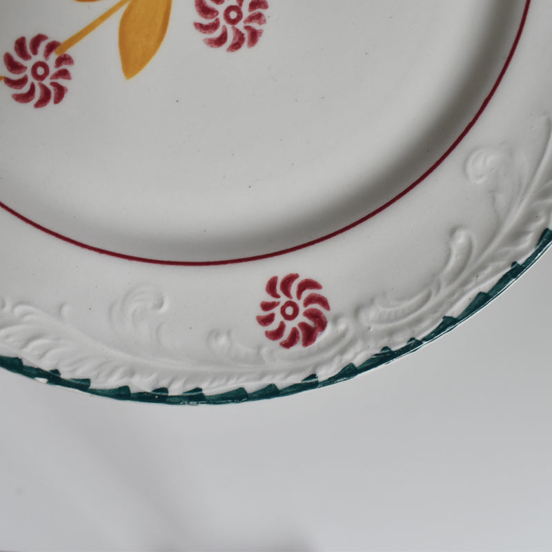 Vintage Dessert Plate, Saint-Amand Ceranord, Flower & Relief, H