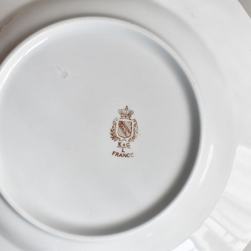 Antique deep plate KG Luneville Fleurs roses B