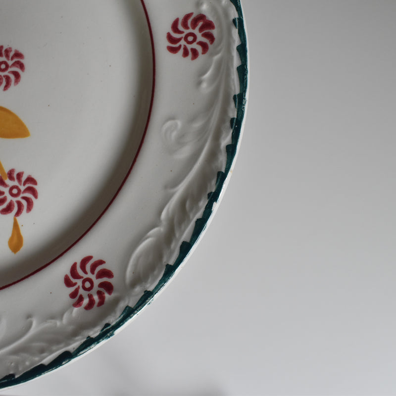 Vintage Dessert Plate, Saint-Amand Ceranord, Flower & Relief, H