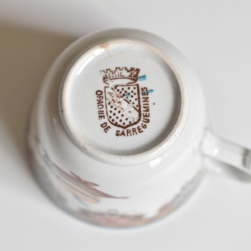 Antique Coffee Cup & Saucer, Sarreguemines E