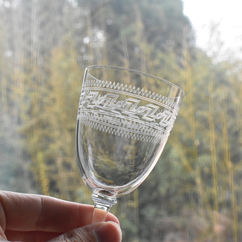 Antique Wine Crystal Glass PORTIEUX Guillochage PP