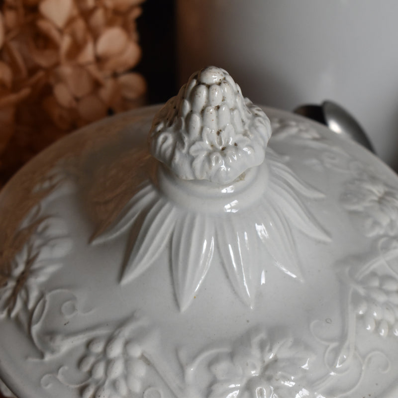 Antique Sugar Pot, Creil et Montereau, White