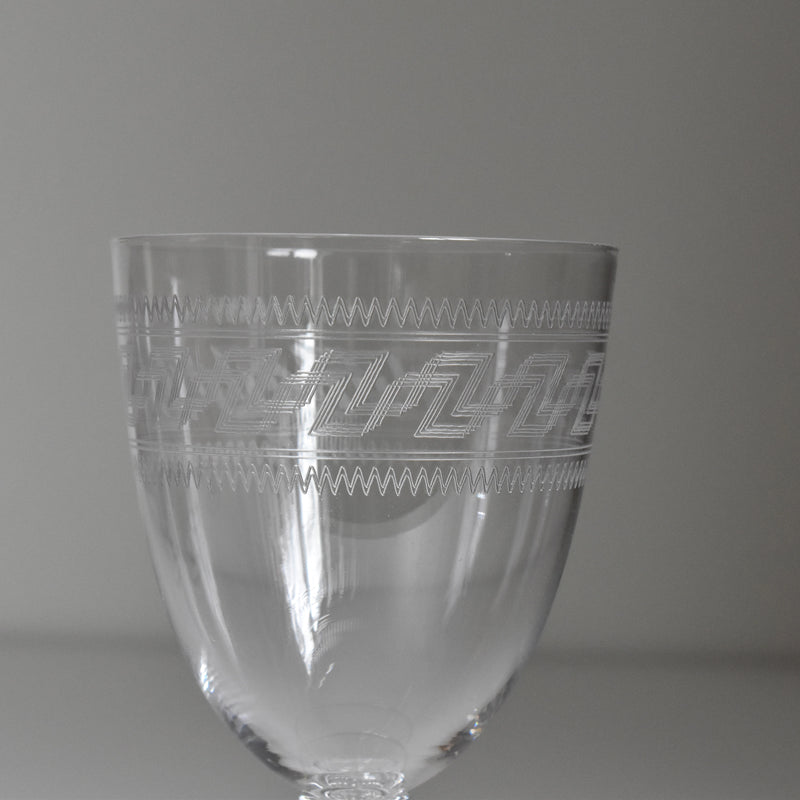 Antique Water Crystal Glass PORTIEUX Guillochage PP