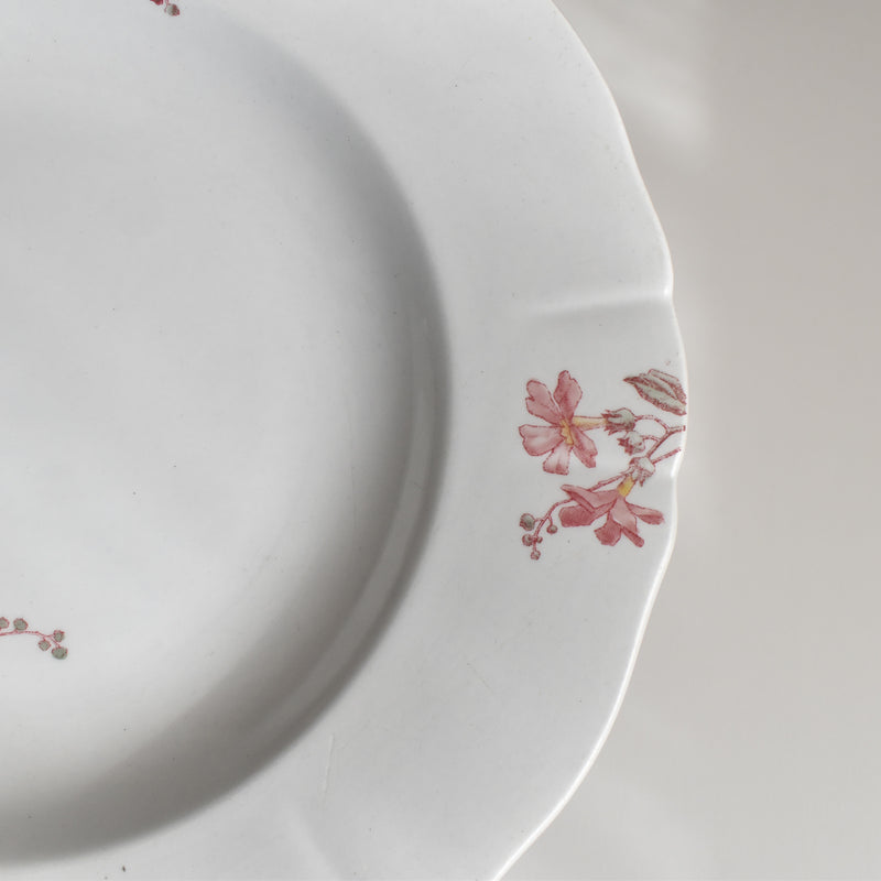 Antique deep plate KG Luneville Fleurs roses B