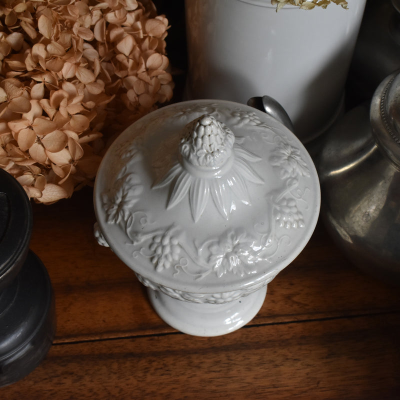 Antique Sugar Pot, Creil et Montereau, White