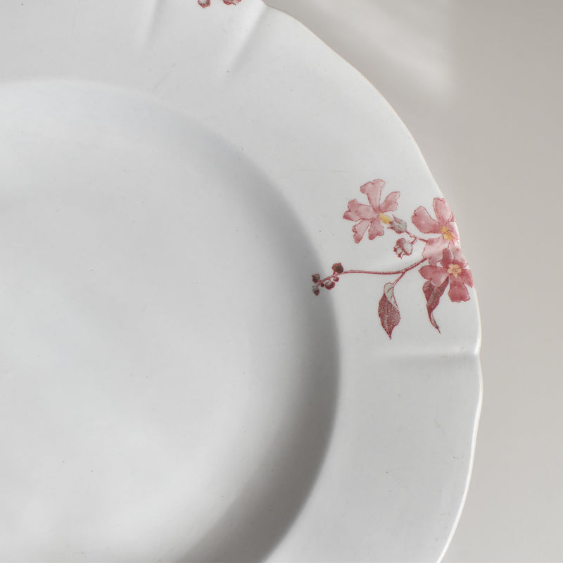 Antique deep plate KG Luneville Fleurs roses B