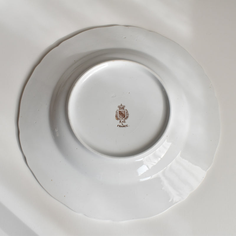 Antique Deep Plate, KG Lunéville, Fleurs Roses C