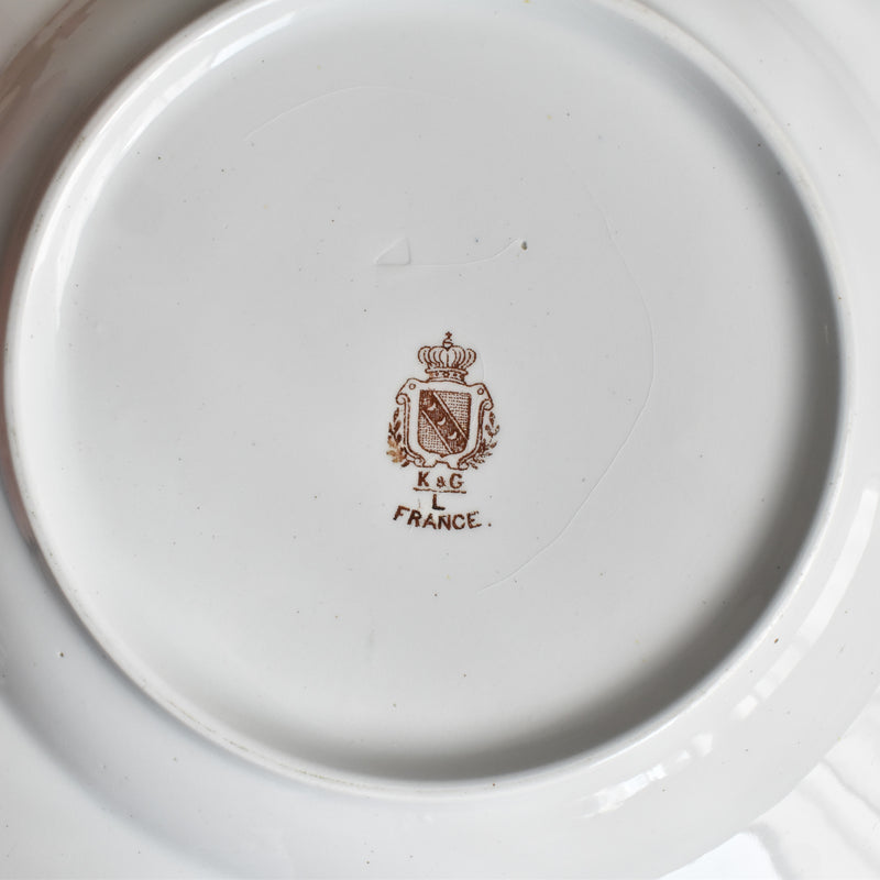 Antique Deep Plate, KG Lunéville, Fleurs Roses C