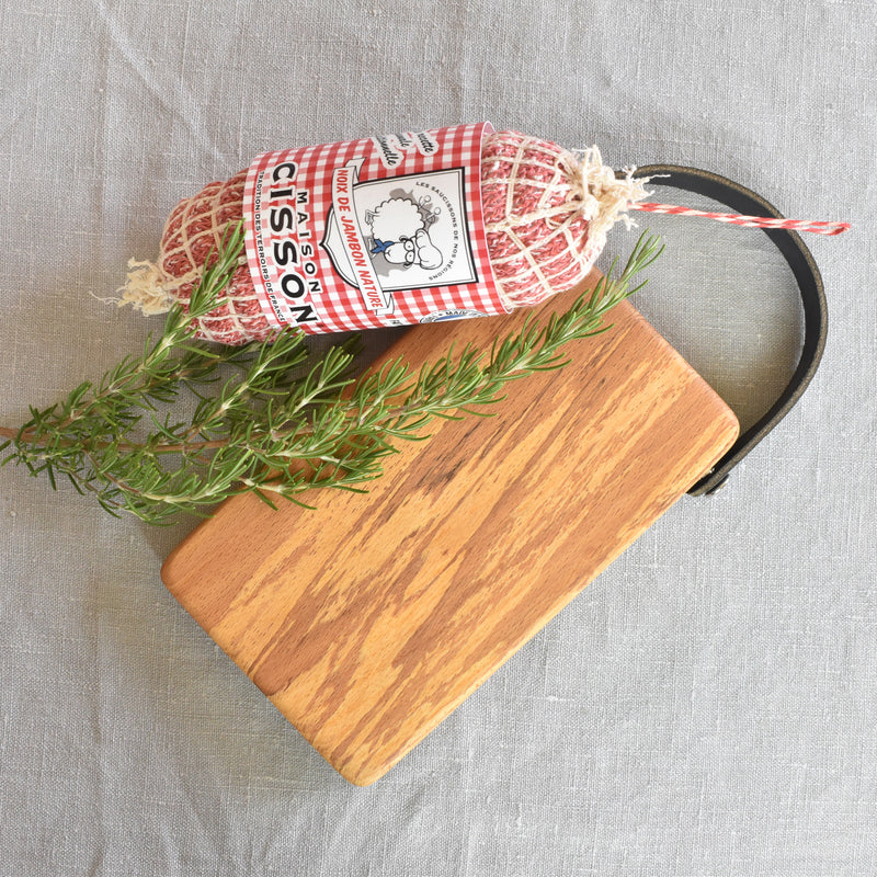 ミニブナカッティングボード 革取っ手付き　19.5cmx11cm