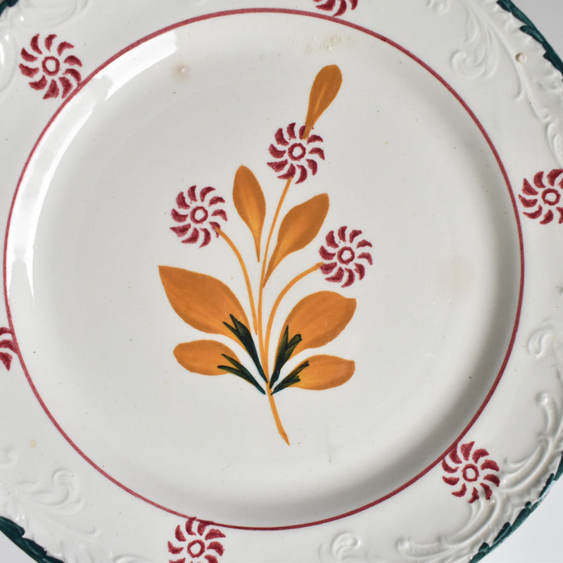 Vintage Dessert Plate, Saint-Amand, Ceranord, Flower & Relief, J