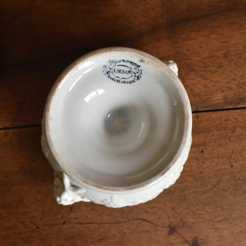 Antique Sugar Pot, Creil et Montereau, White