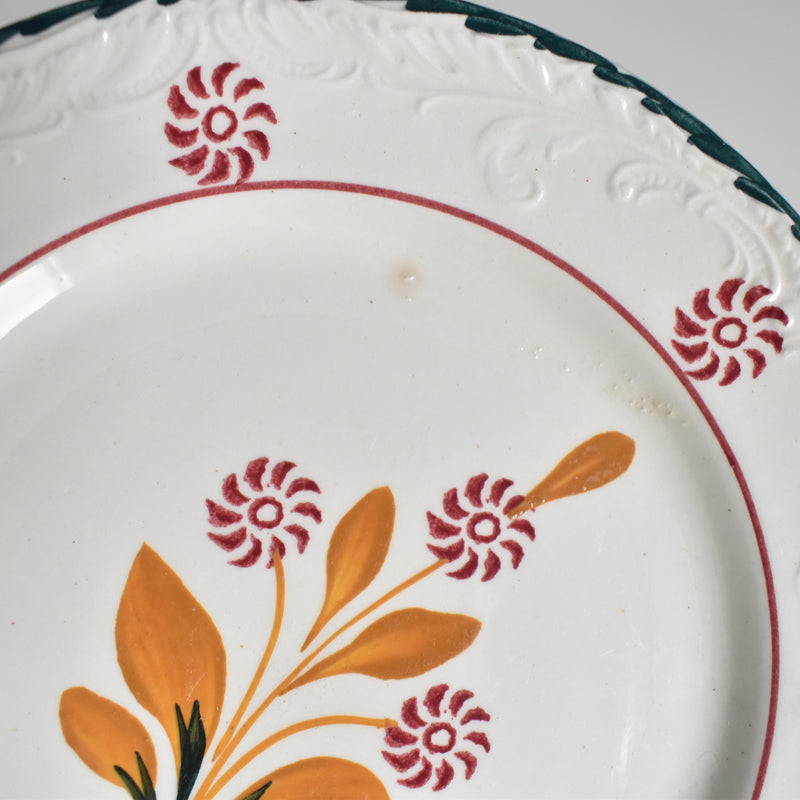 Vintage Dessert Plate, Saint-Amand, Ceranord, Flower & Relief, J