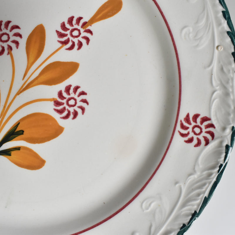 Vintage Dessert Plate, Saint-Amand, Ceranord, Flower & Relief, J