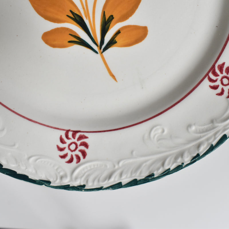 Vintage Dessert Plate, Saint-Amand, Ceranord, Flower & Relief, J