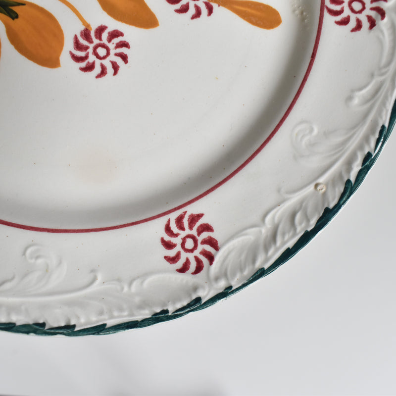Vintage Dessert Plate, Saint-Amand, Ceranord, Flower & Relief, J