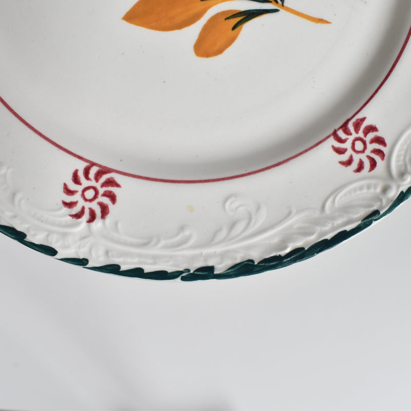 Vintage Dessert Plate, Saint-Amand, Ceranord, Flower & Relief, J