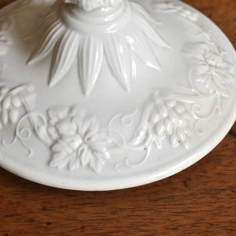 Antique Sugar Pot, Creil et Montereau, White