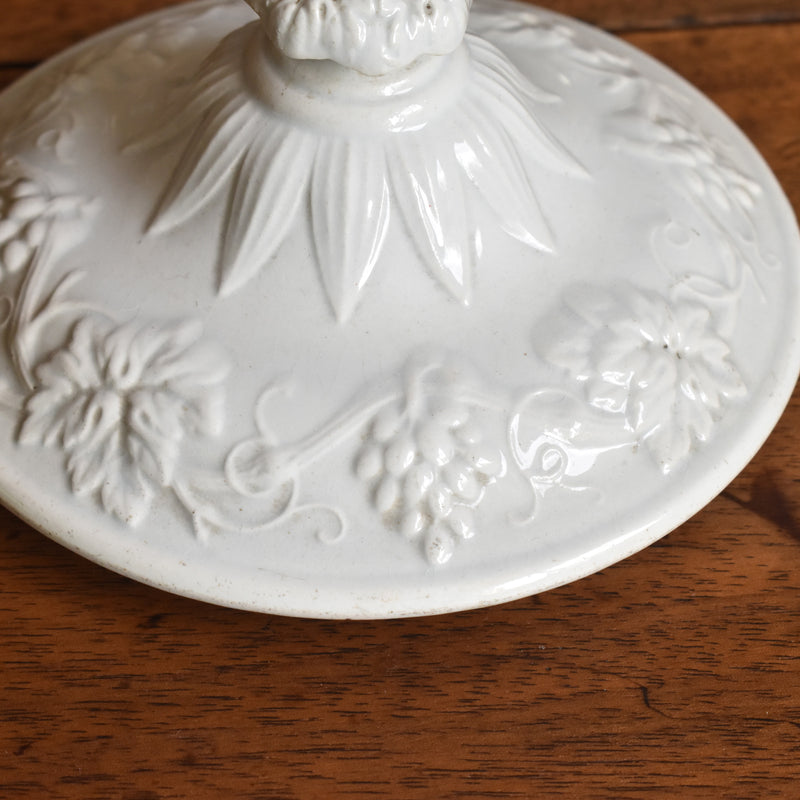 Antique Sugar Pot, Creil et Montereau, White