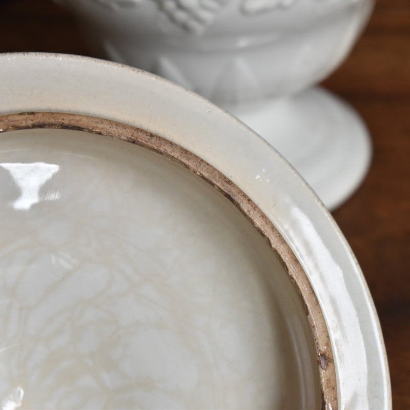 Antique Sugar Pot, Creil et Montereau, White