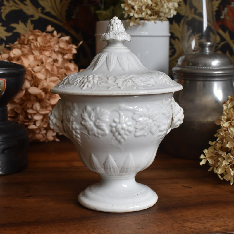 Antique Sugar Pot, Creil et Montereau, White