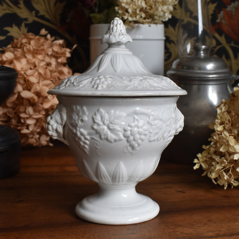 Antique Sugar Pot, Creil et Montereau, White