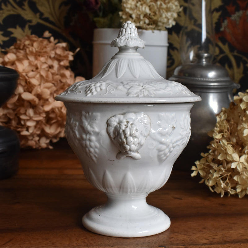 Antique Sugar Pot, Creil et Montereau, White