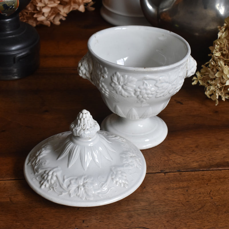 Antique Sugar Pot, Creil et Montereau, White