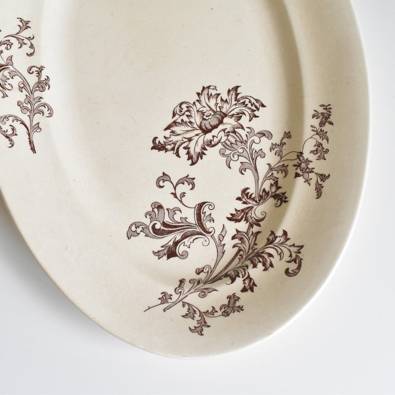 Antique Oval Platter Pecsonne Damas