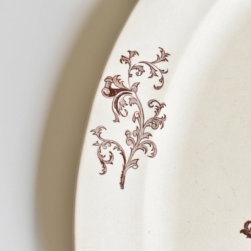Antique Oval Platter Pecsonne Damas