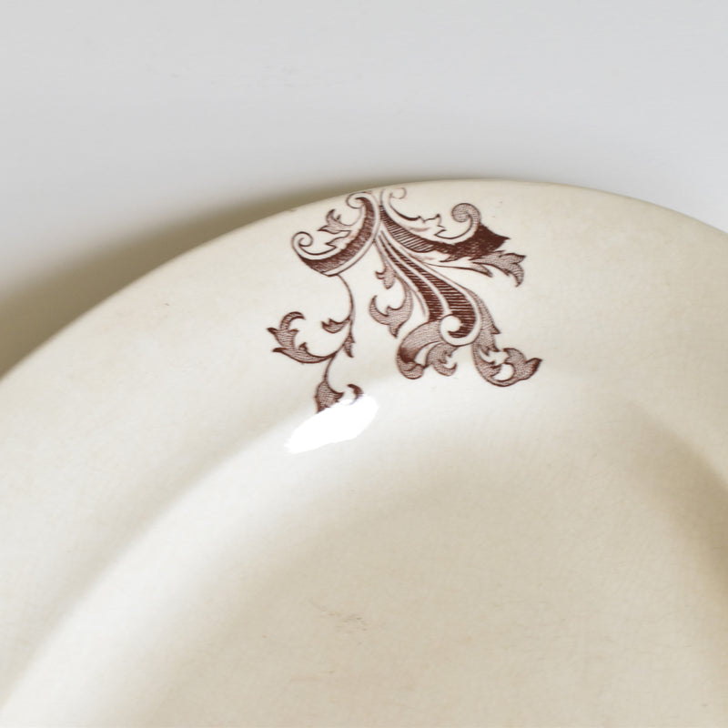 Antique Oval Platter Pecsonne Damas