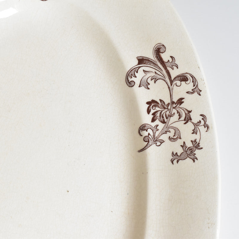 Antique Oval Platter Pecsonne Damas