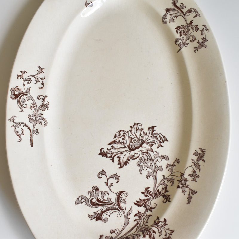 Antique Oval Platter Pecsonne Damas