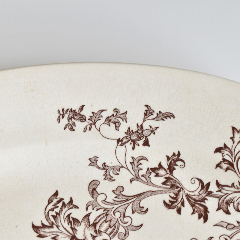 Antique Oval Platter Pecsonne Damas