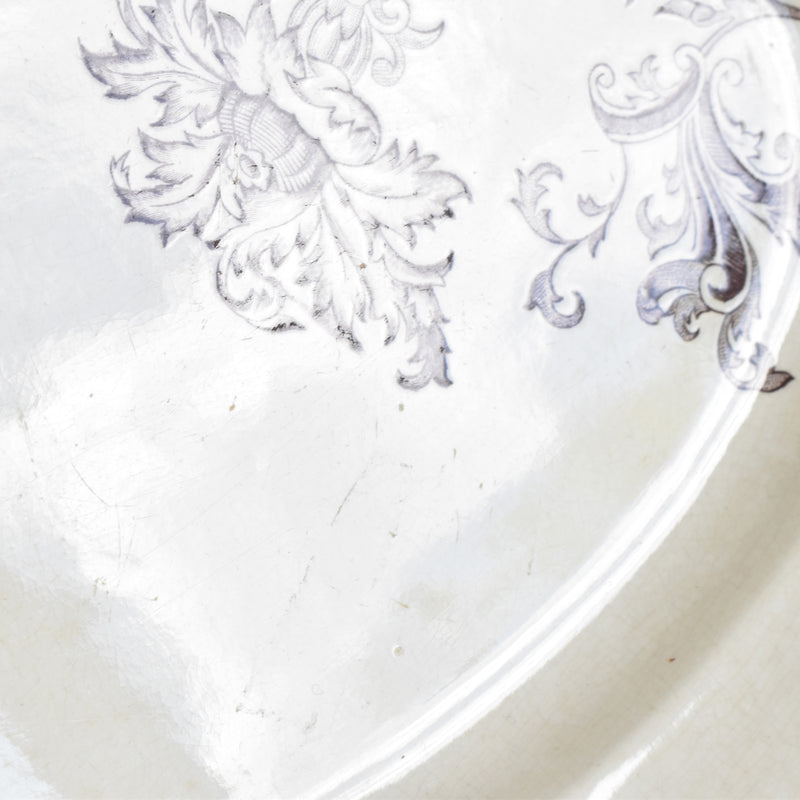 Antique Oval Platter Pecsonne Damas