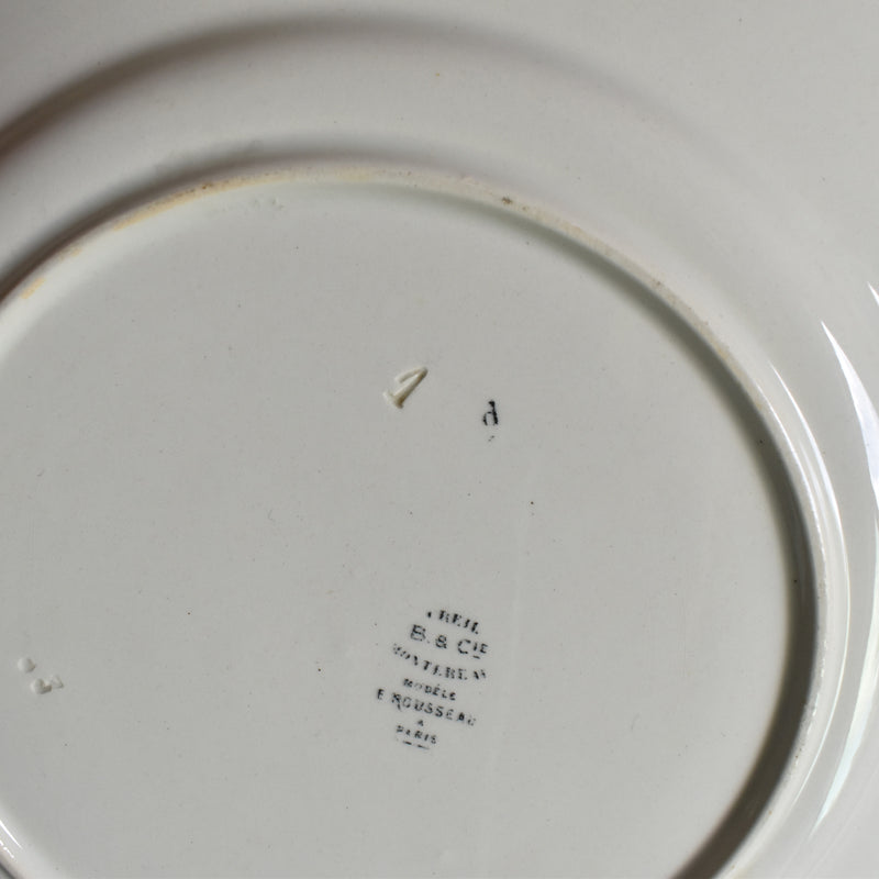 Antique plate Barluet&Cie Creil Montereau Service Rousseau A