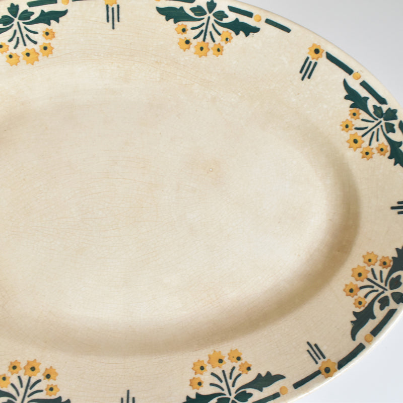 Antique Oval Platter, Choisy-le-Roi, "Petites Fleurs Jaunes"