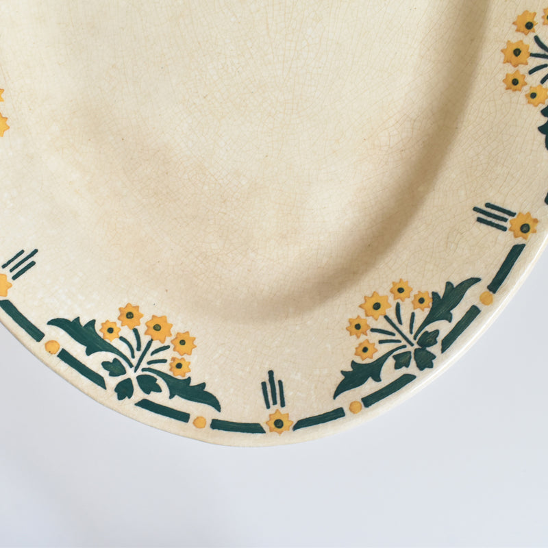 Antique Oval Platter, Choisy-le-Roi, "Petites Fleurs Jaunes"