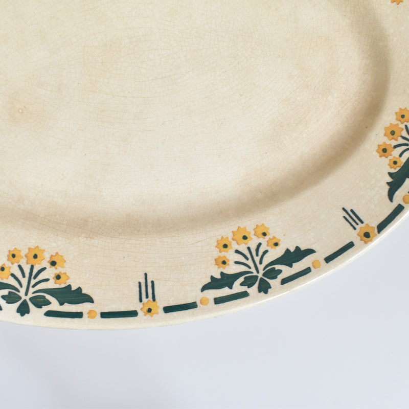 Antique Oval Platter, Choisy-le-Roi, "Petites Fleurs Jaunes"