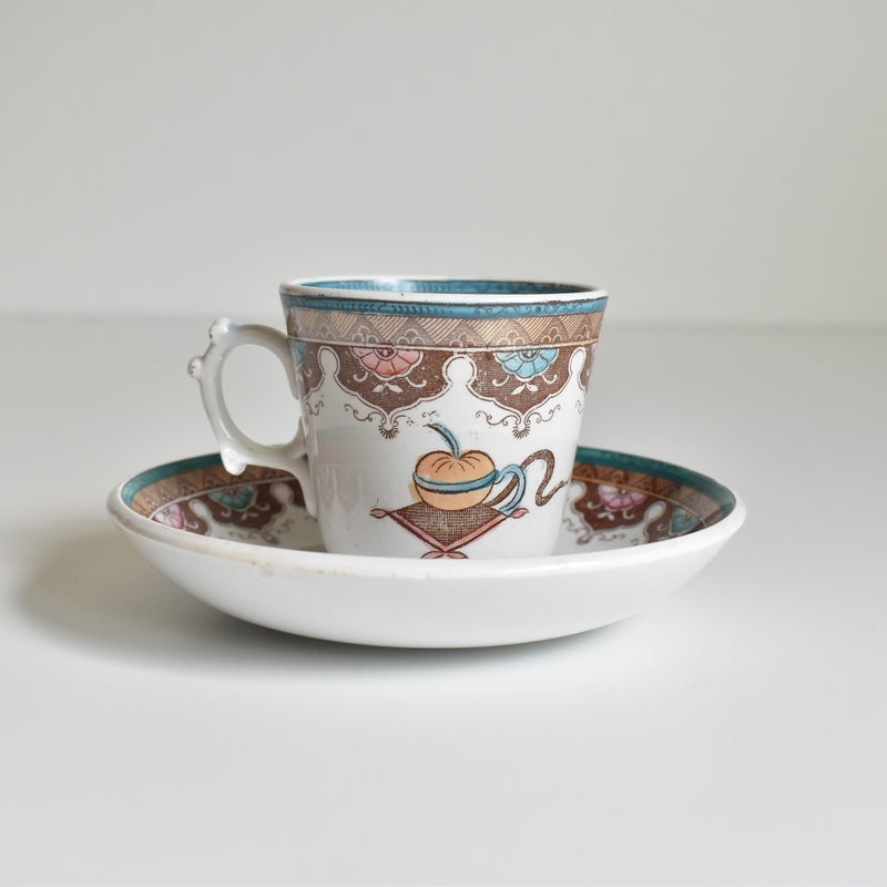 Antique Coffee Cup & Saucer, Sarreguemines E